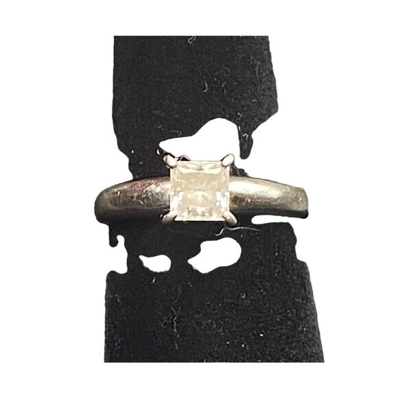 Sterling silver 925 cubic zirconia princess cut 1 karat ring size 8.5 - Picture 7 of 10